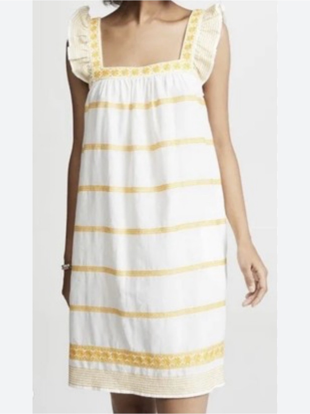 Tory Burch White Dress with Yellow Trim